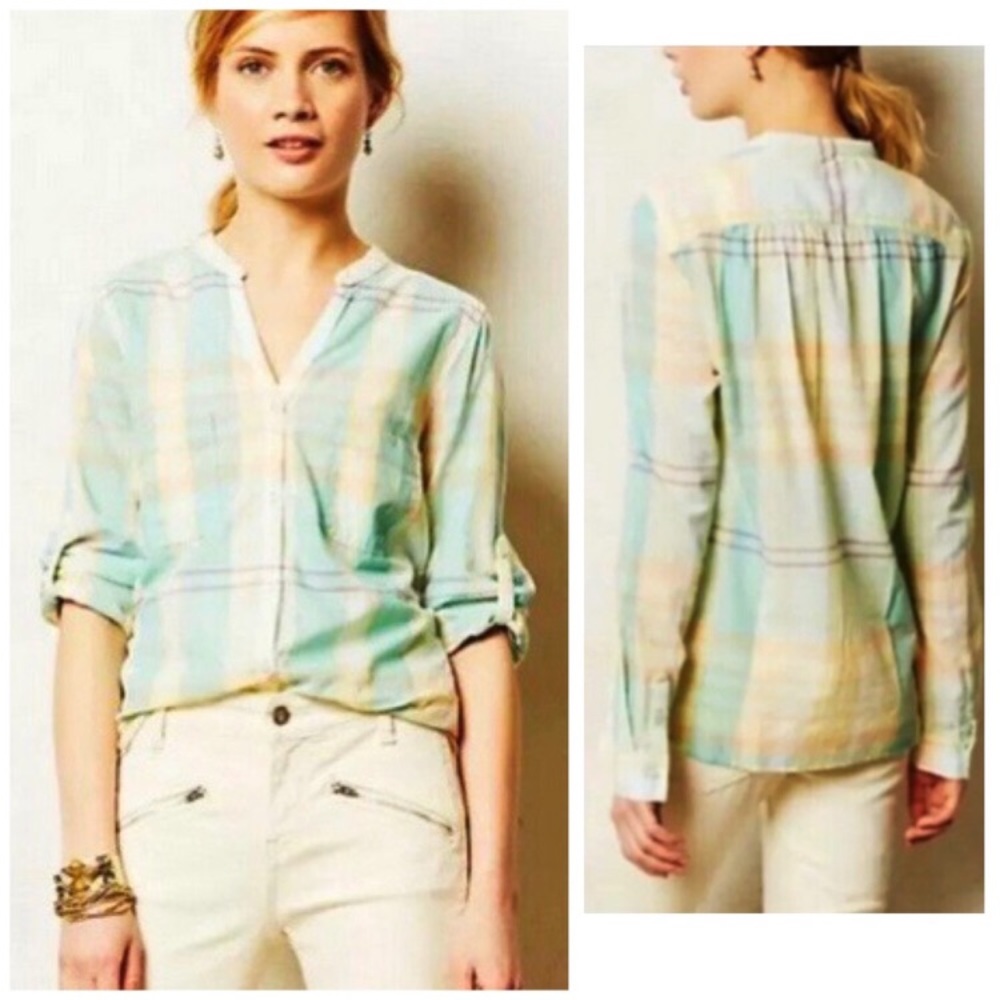 Anthropologie Holding Horses Tiby plaid blouse 8